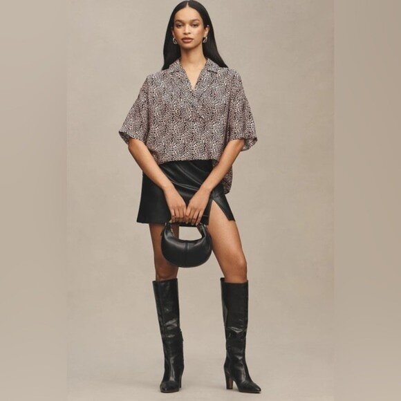 NWT Size XS - Anthropologie The Dylon Short-Sleeve Wide-Placket Top - Picture 7 of 16